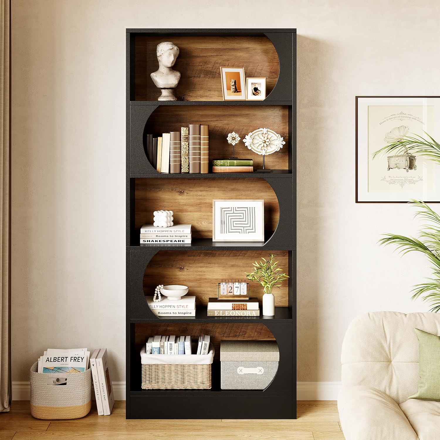 70.8" Modern Bookshelf, 5-Tier Freestanding Bookcases