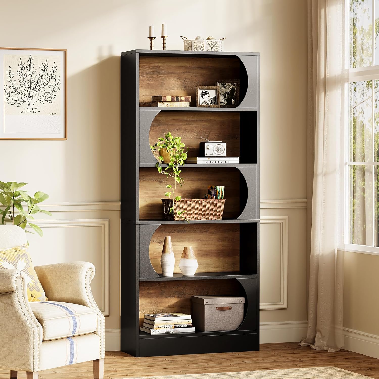 70.8" Modern Bookshelf, 5-Tier Freestanding Bookcases