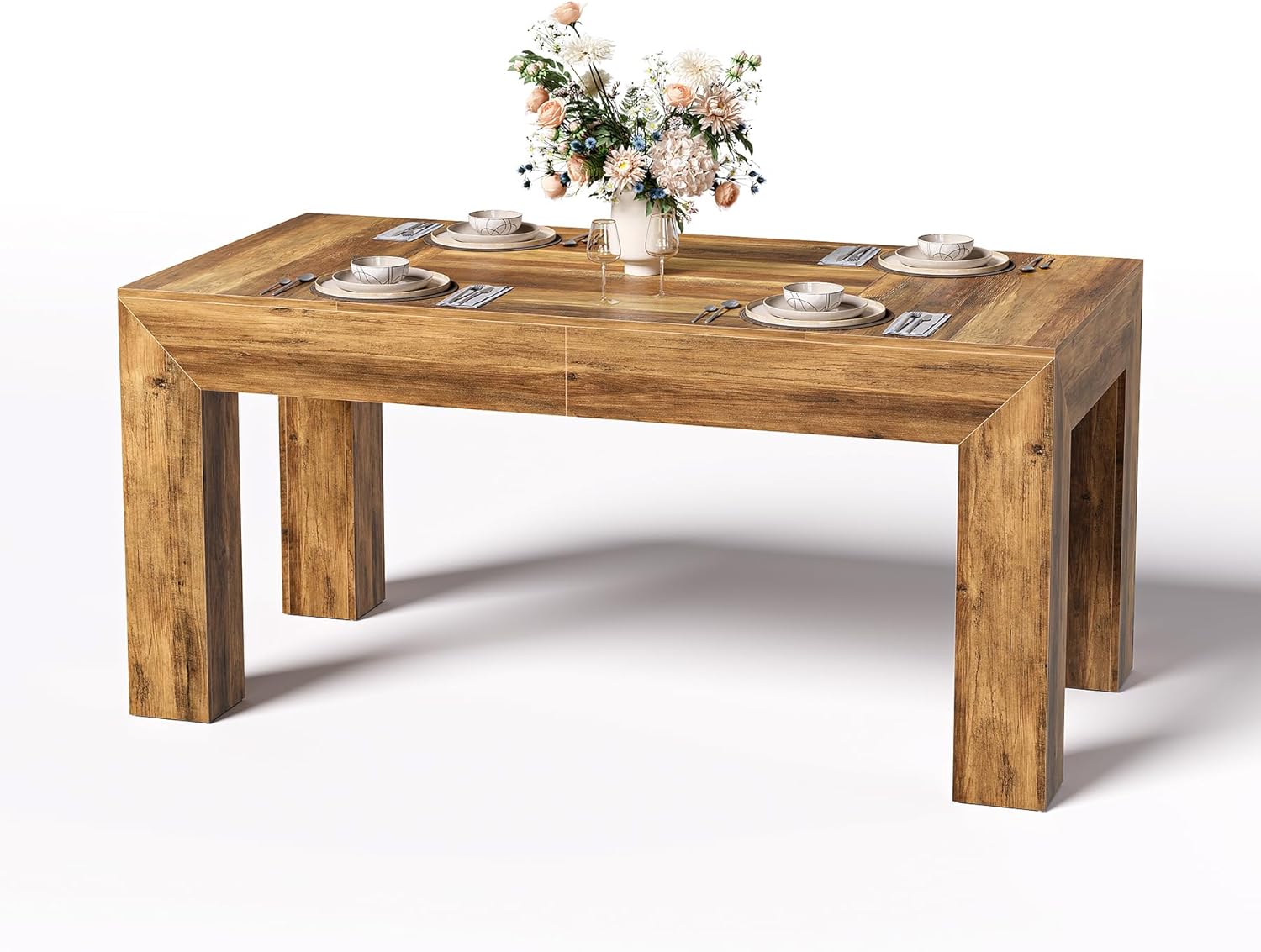 63" Dining Table, Rectangle Kitchen Table for 4-6 People