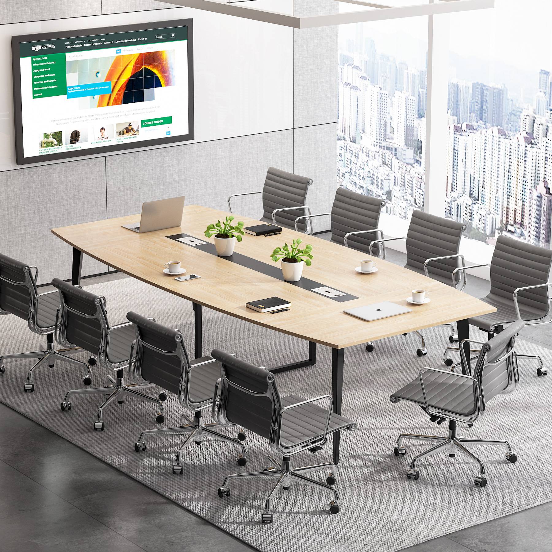 Tribesigns Conference Table, Modern 6FT / 8FT Boat Shaped Meeting Table Tribesigns