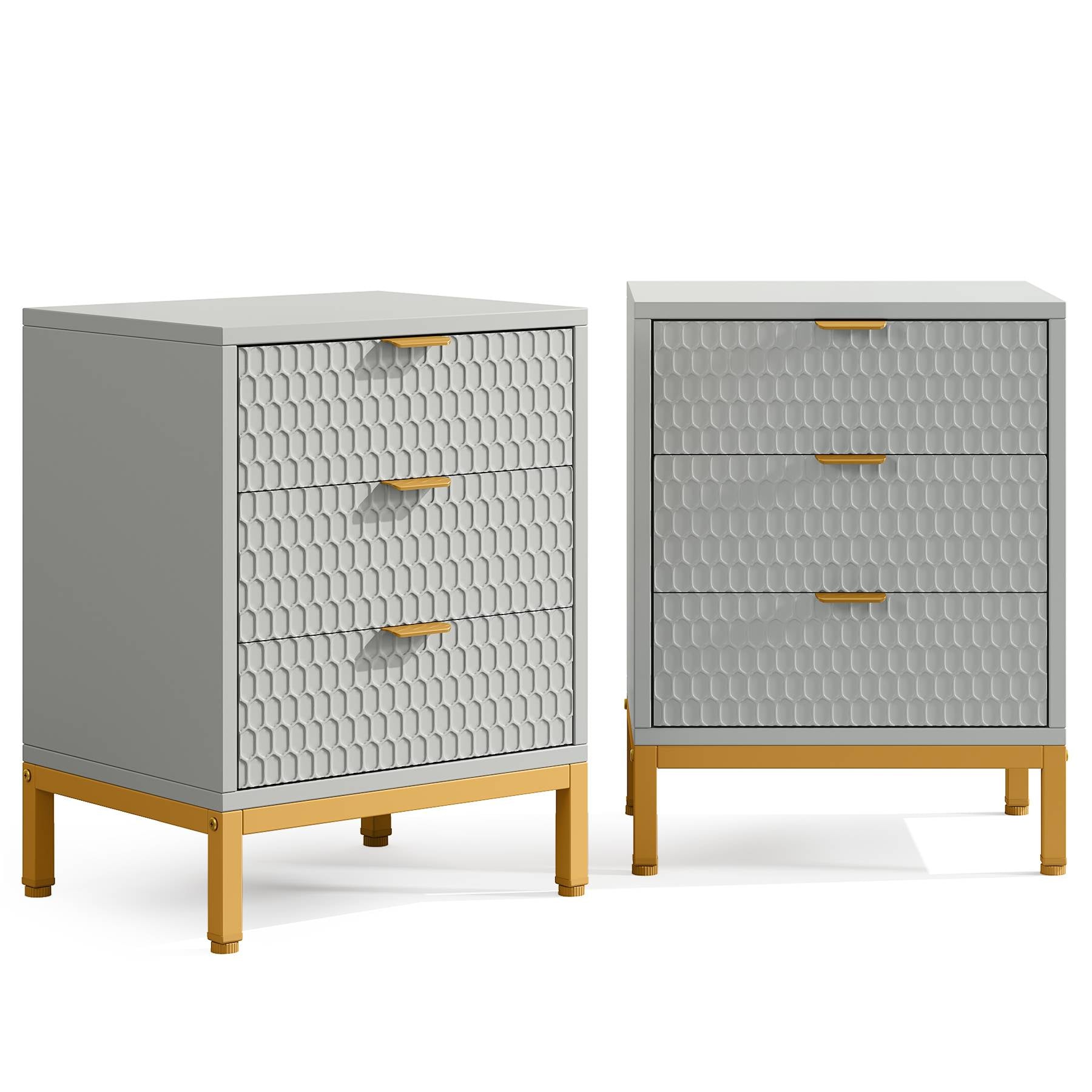 Nightstand, 25.8" Tall Bedside Table with 3 Drawers Tribesigns