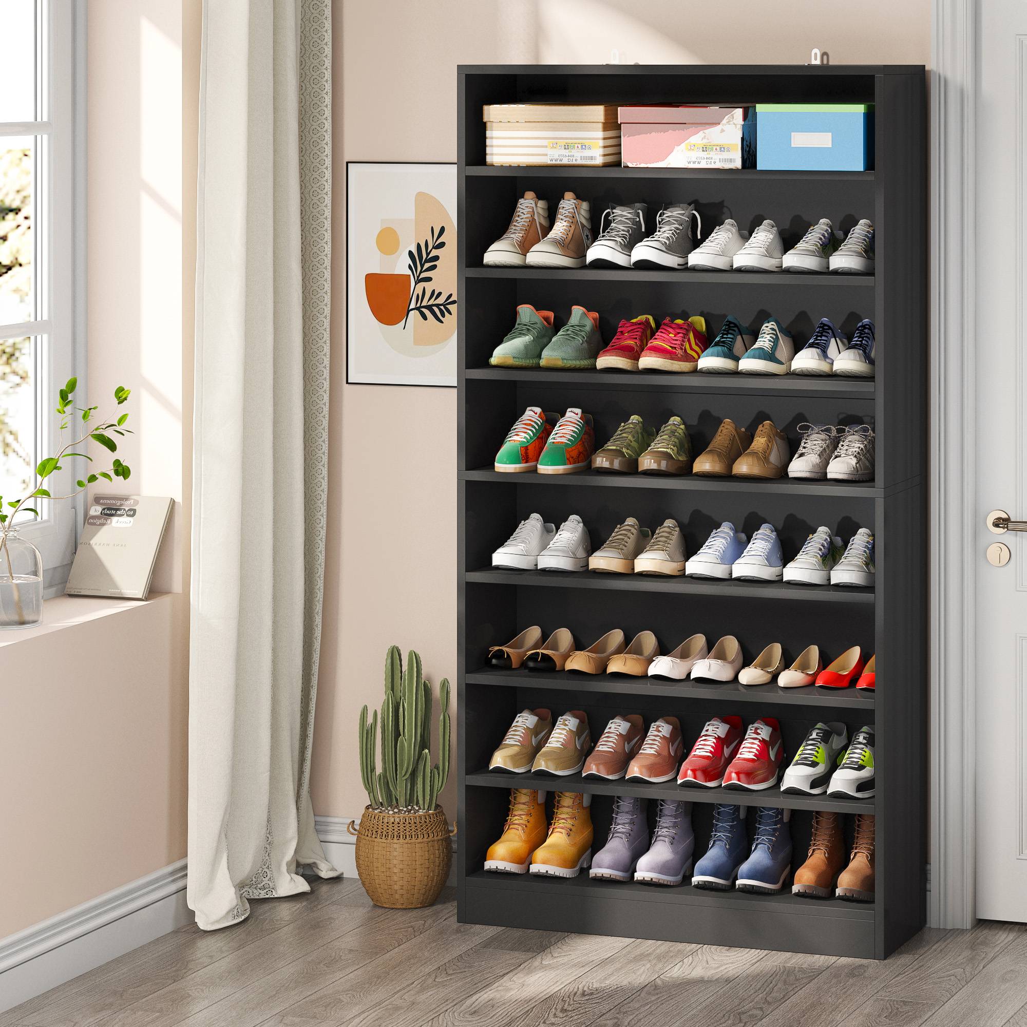 Freestanding Shoe Cabinet, 9-Tier 40-45 Pairs Shoe Storage Rack Tribesigns