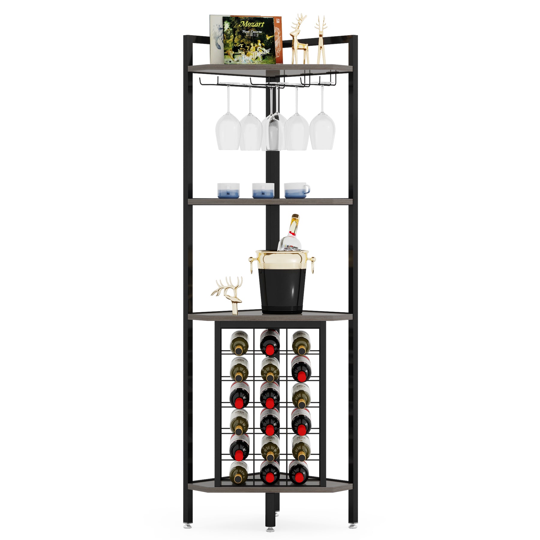 Corner Wine Rack with Glass Holder