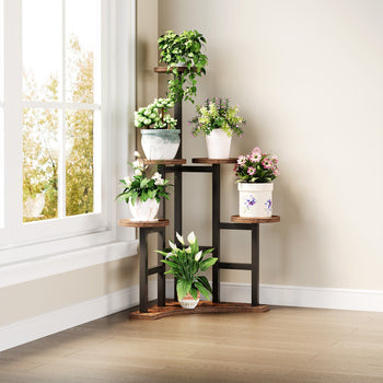 indoor plant racks Little Tree Corner Plant Stand, 6 Tiered Plant Shelf Flower Stand
