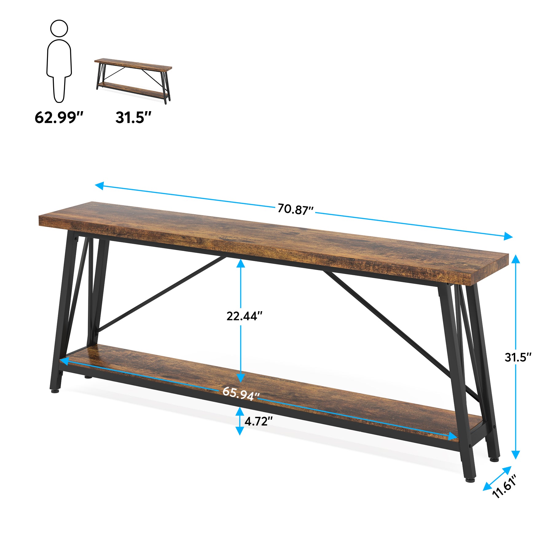 70.9" Console Table Extra Long Sofa Table