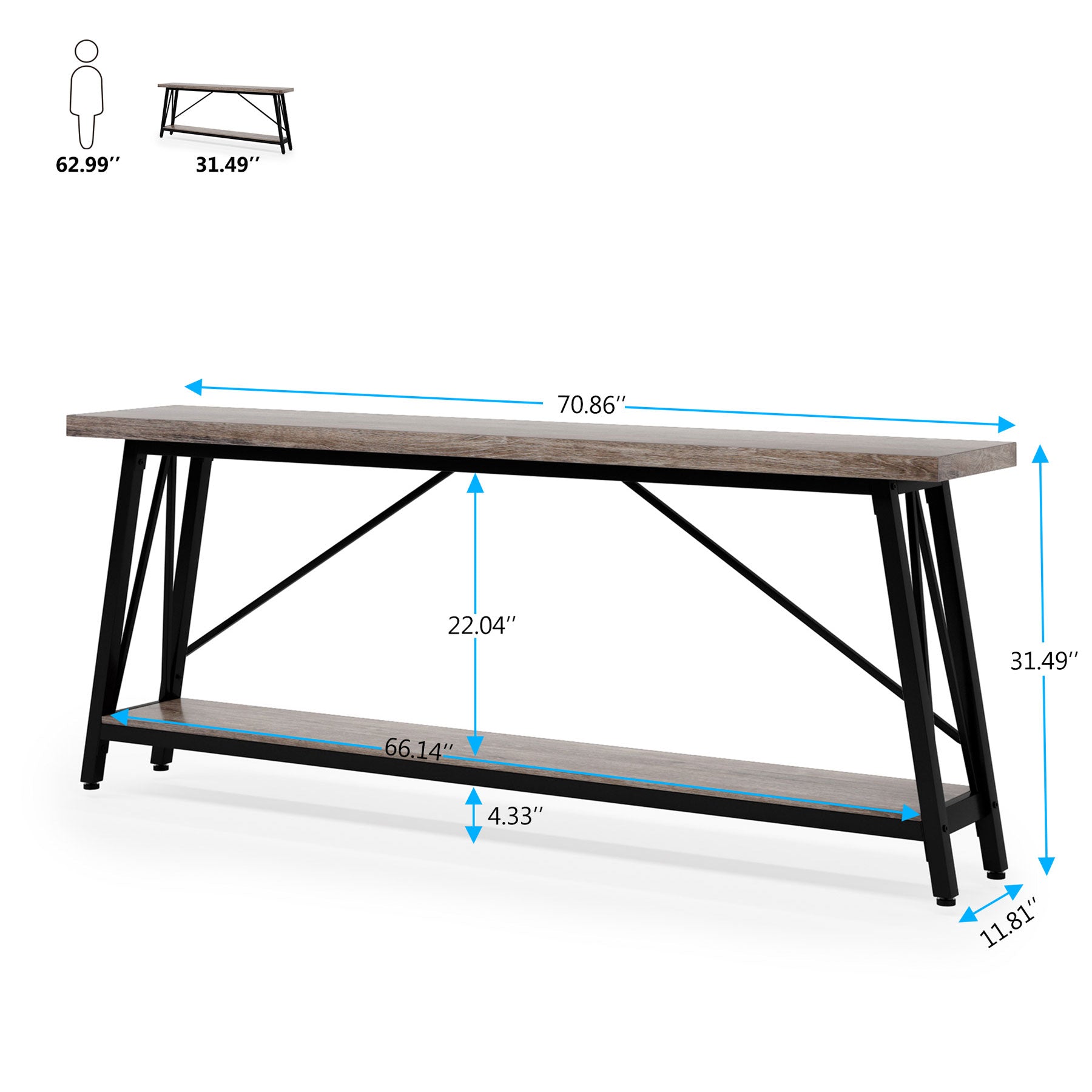 70.9" Console Table Extra Long Sofa Table