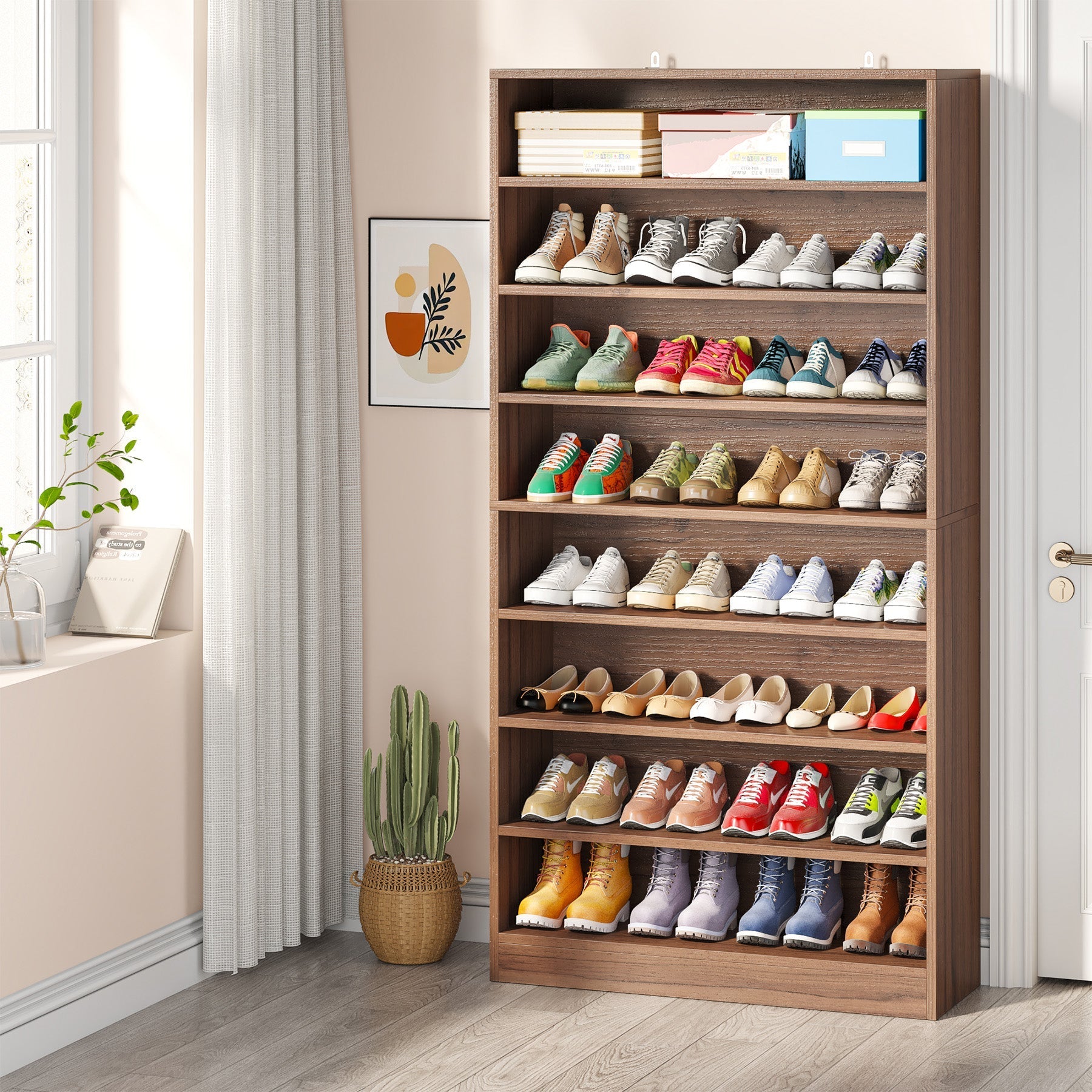 Freestanding Shoe Cabinet, 9-Tier 40-45 Pairs Shoe Storage Rack Tribesigns