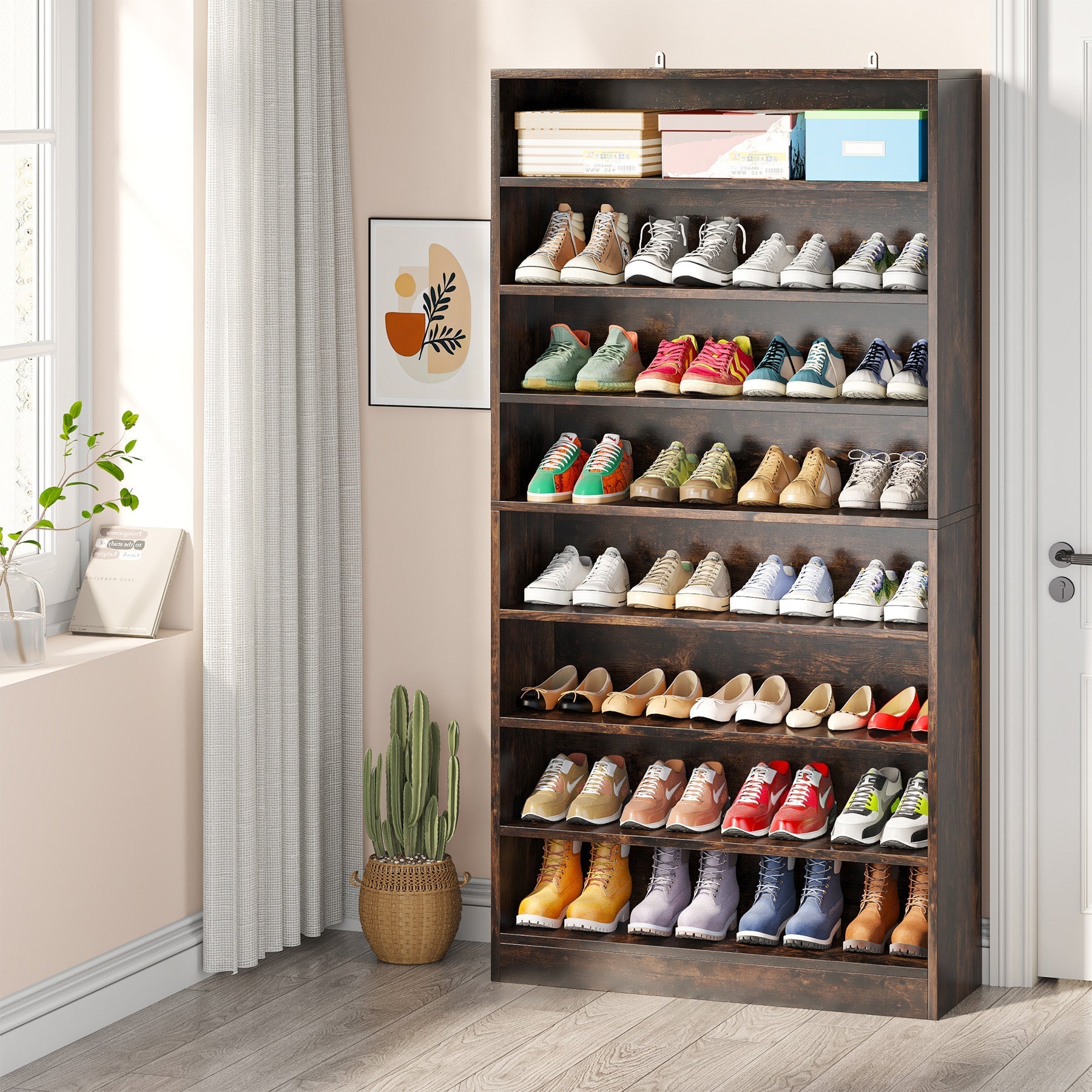 Freestanding Shoe Cabinet, 9-Tier 40-45 Pairs Shoe Storage Rack Tribesigns