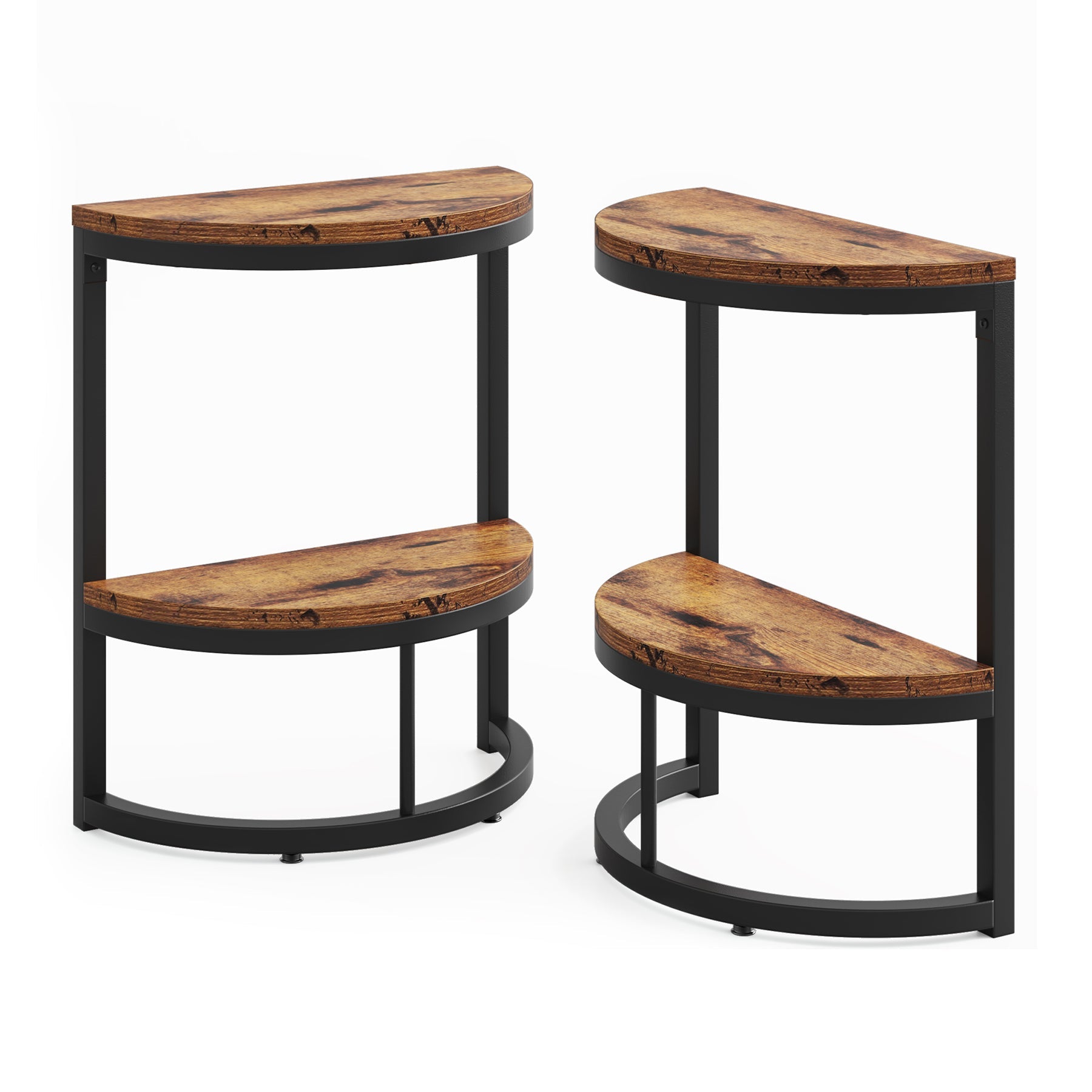 Half Round End Table, Narrow Side Table with Metal Frame Tribesigns