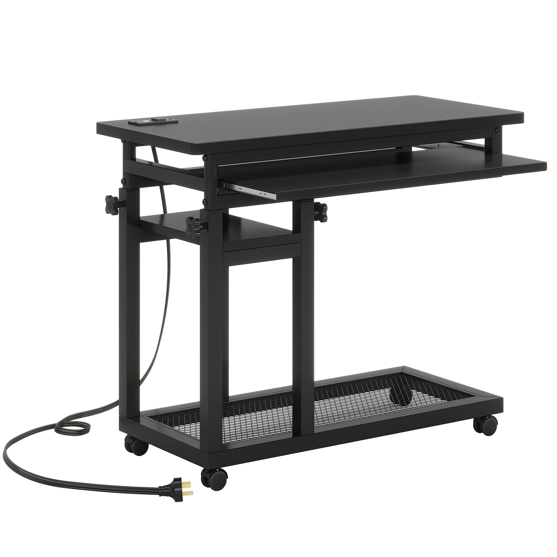 Mobile C Table, Portable Desk Side Table with Power Outlet Tribesigns