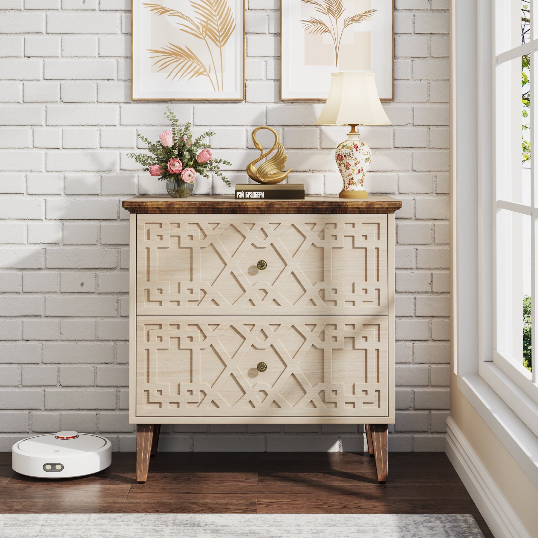 Wood File Cabinet, 2-Drawer Filing Cabinet Storage Cabinet Tribesigns