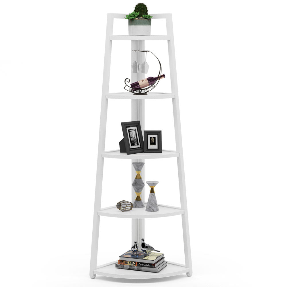 5-Tier Corner Shelf, 70" Corner Bookshelf
