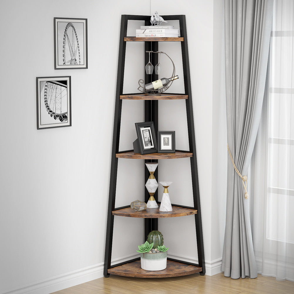 5-Tier Corner Shelf, 70" Corner Bookshelf