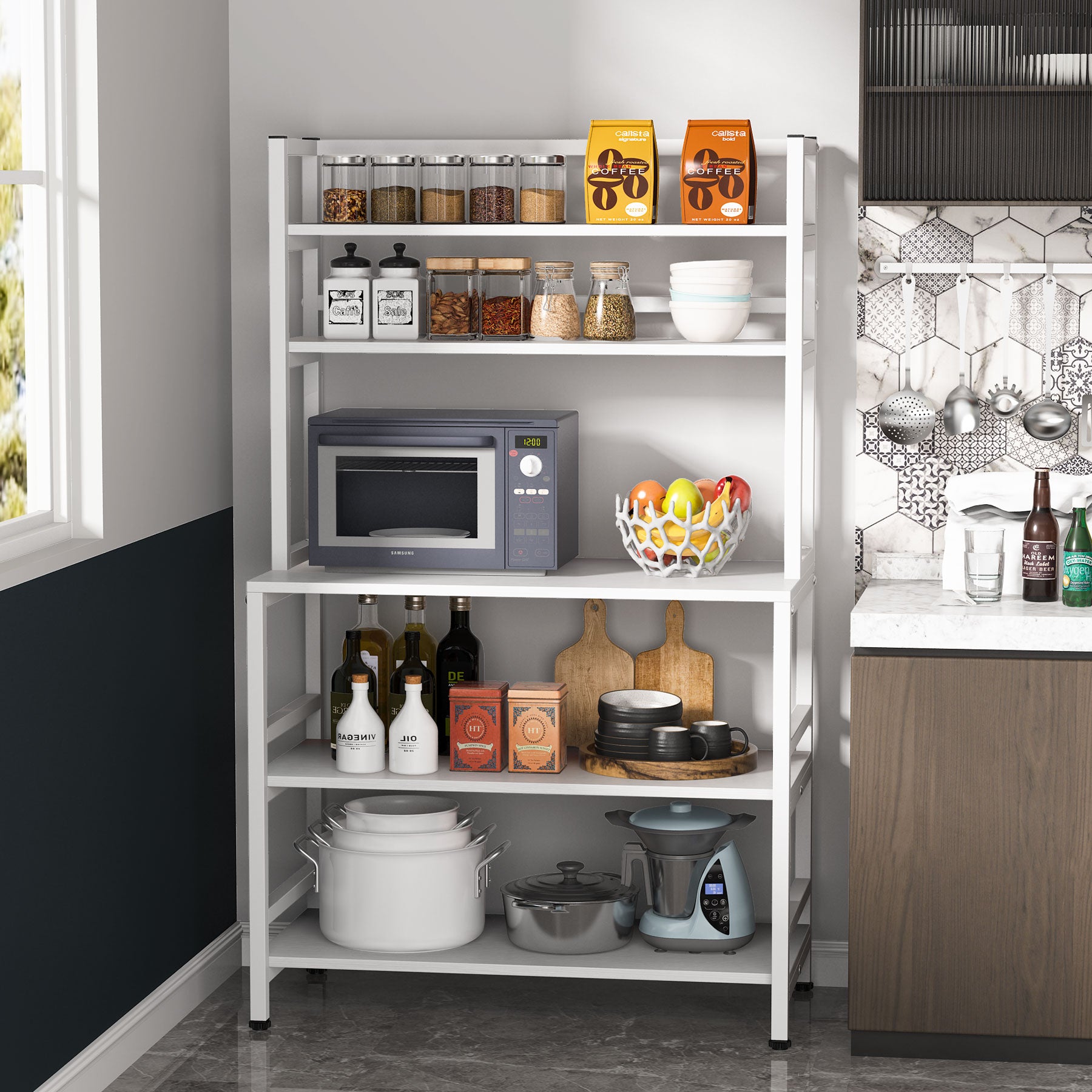 Bakers Rack with Hutch, Microwave Oven Stand