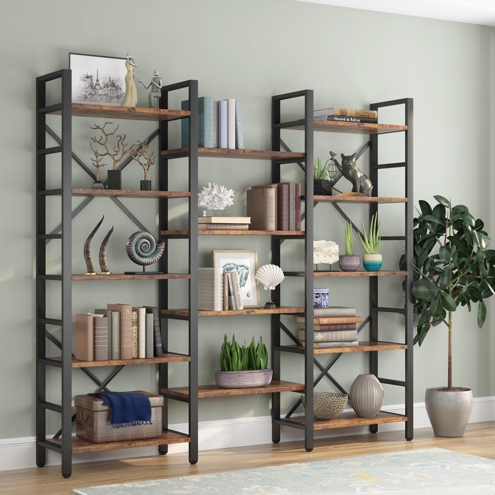 Triple Wide 5-Shelf Bookcase