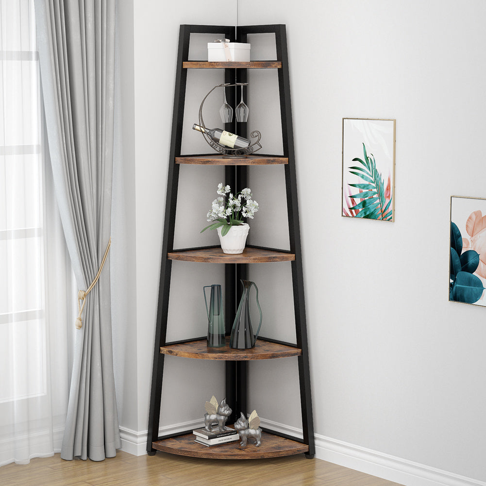 5-Tier Corner Shelf, 70" Corner Bookshelf