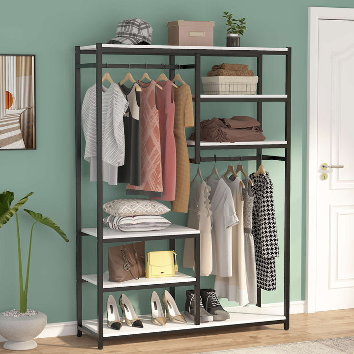303-Little tree Free standing Closet Organizer with 2 Hanging Rod