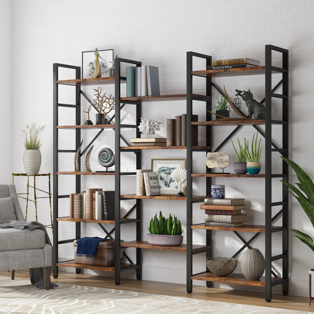 Triple Wide 5-Shelf Bookcase
