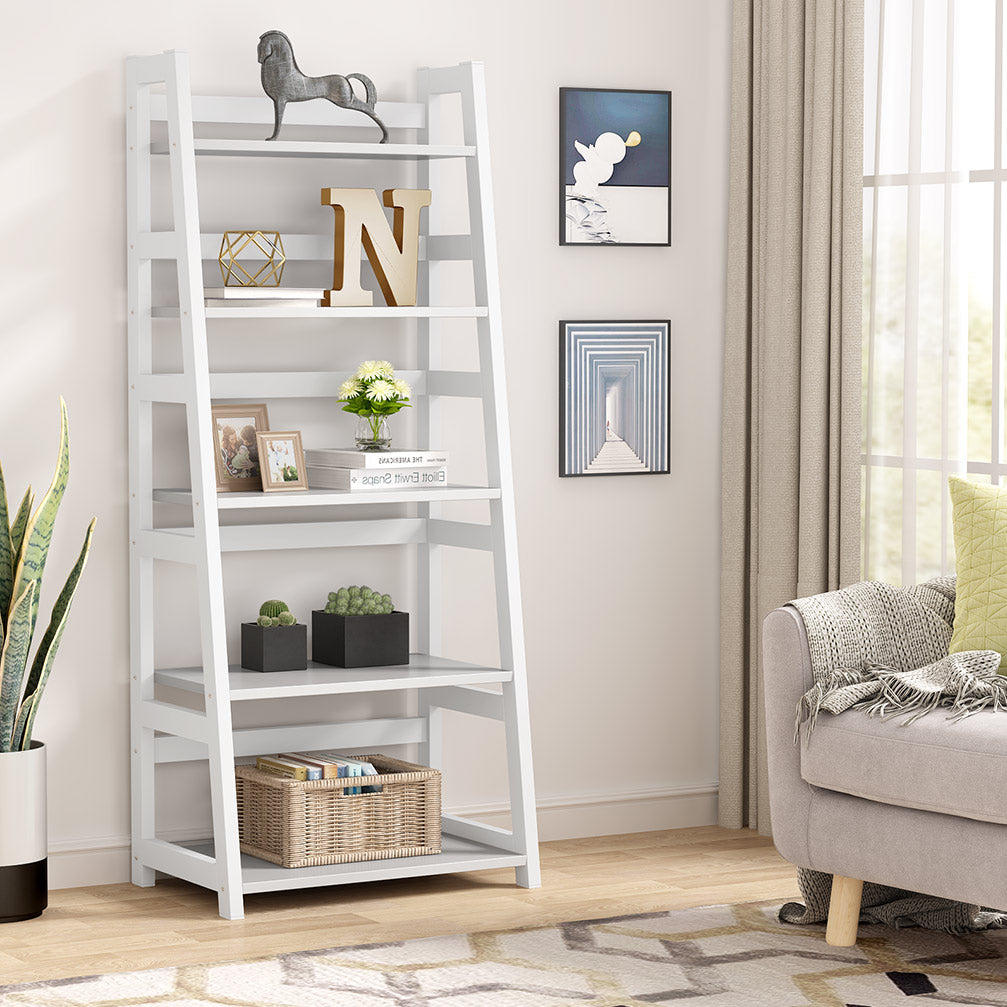 5-Tier Ladder Bookshelf Bookcase