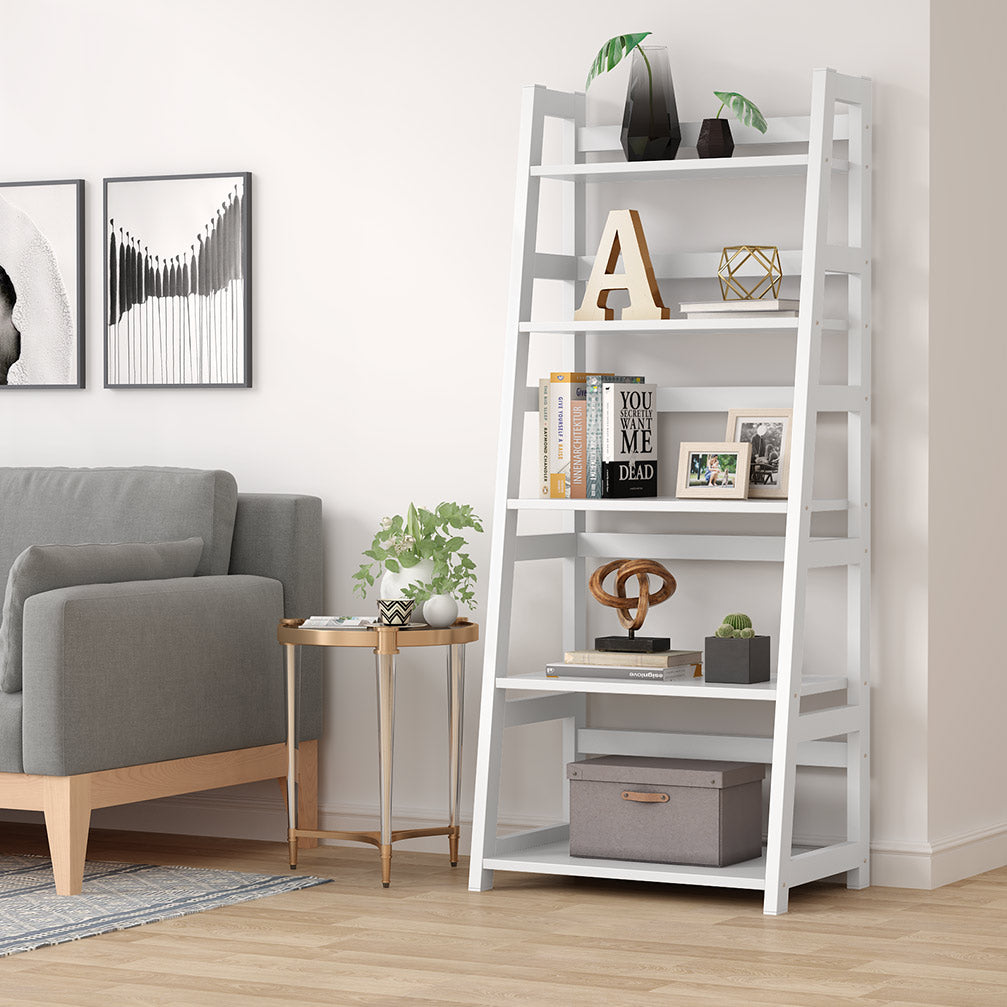 5-Tier Ladder Bookshelf Bookcase