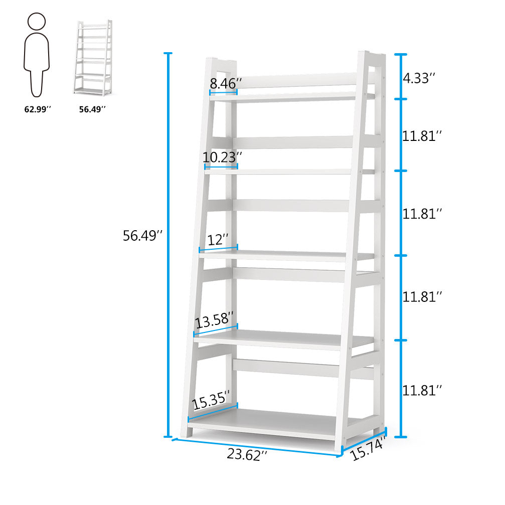 5-Tier Ladder Bookshelf Bookcase