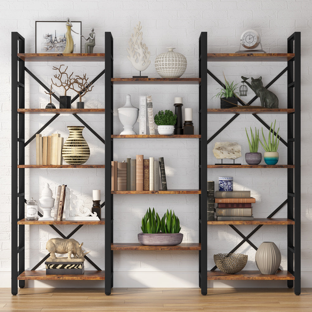 Triple Wide 5-Shelf Bookcase