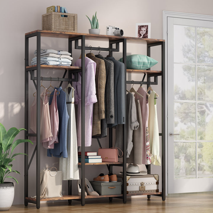 Wood Free Standing Wardrobe Storage Little Tree Garment Rack