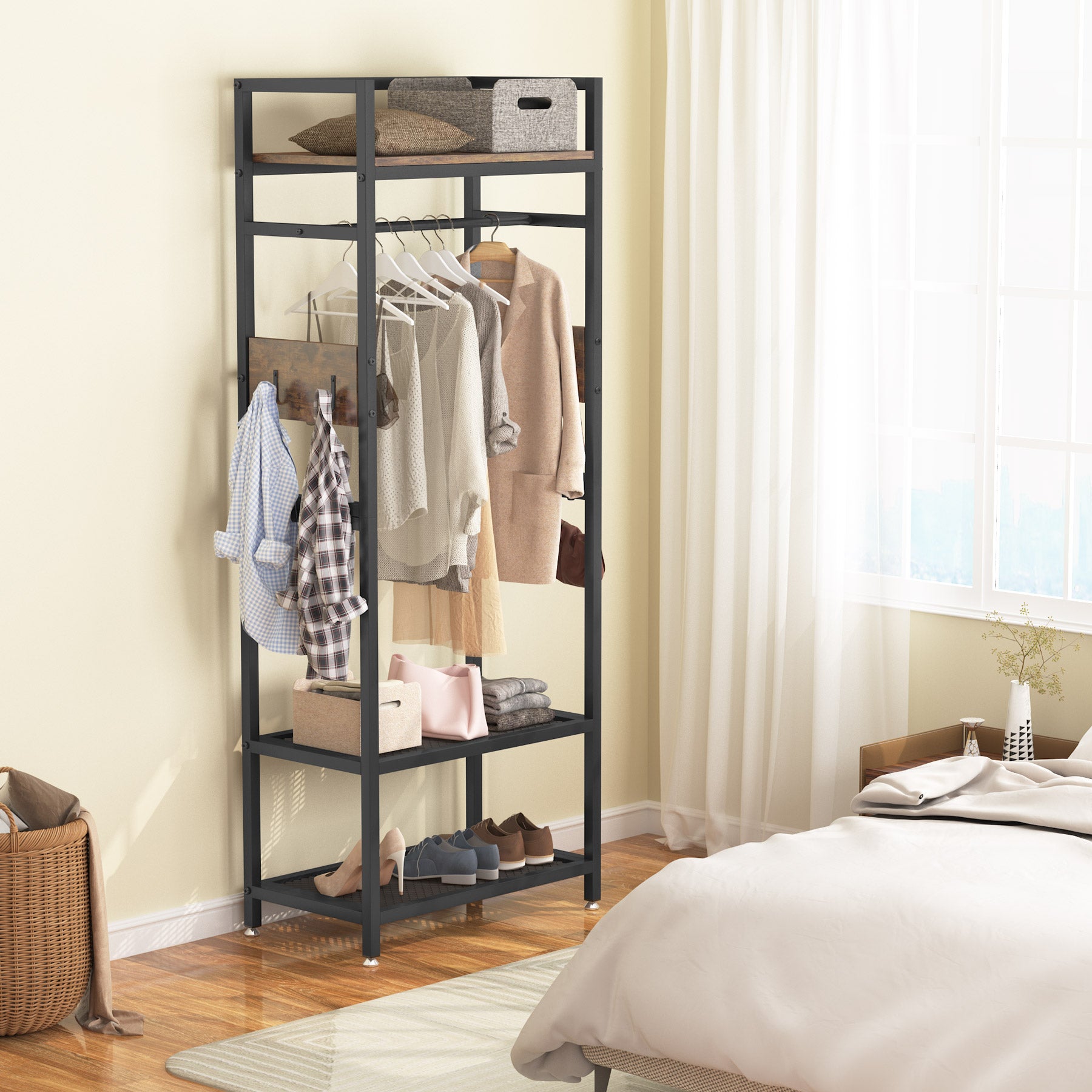 Garment Rack with Shelf and Hanging Rod