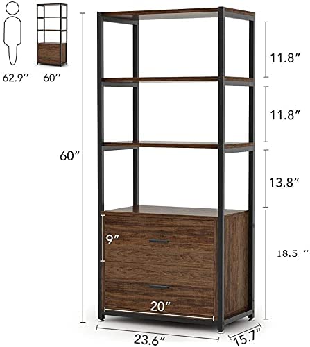 2-Drawer Bookshelf with Open Shelves