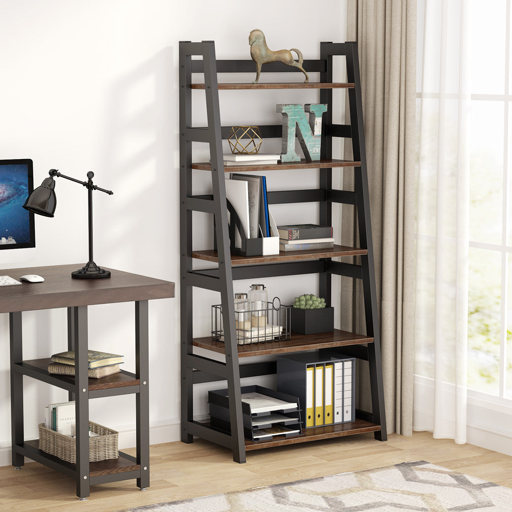 5-Tier Ladder Bookshelf Bookcase