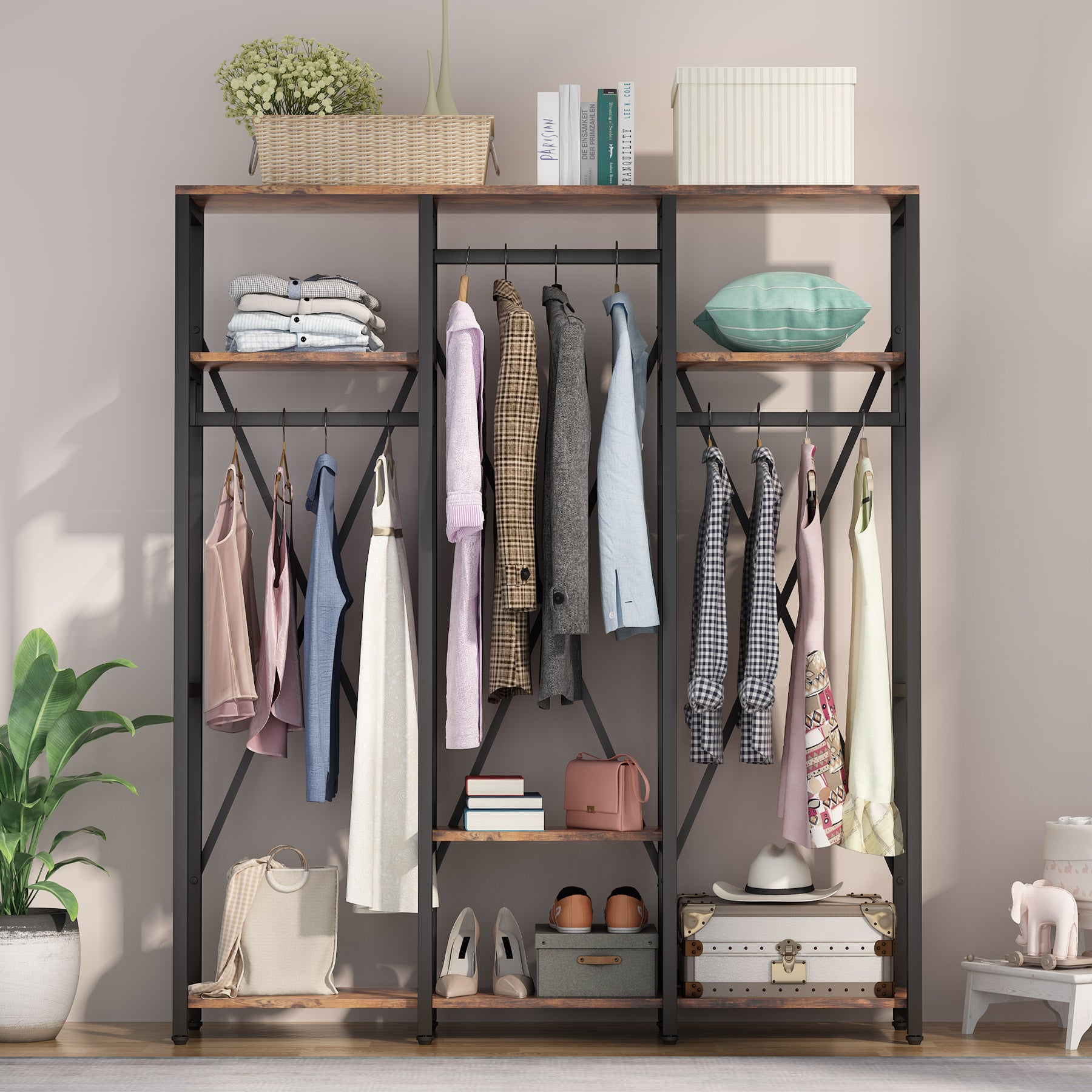 Freestanding Closet Organizer with Storage Shelves