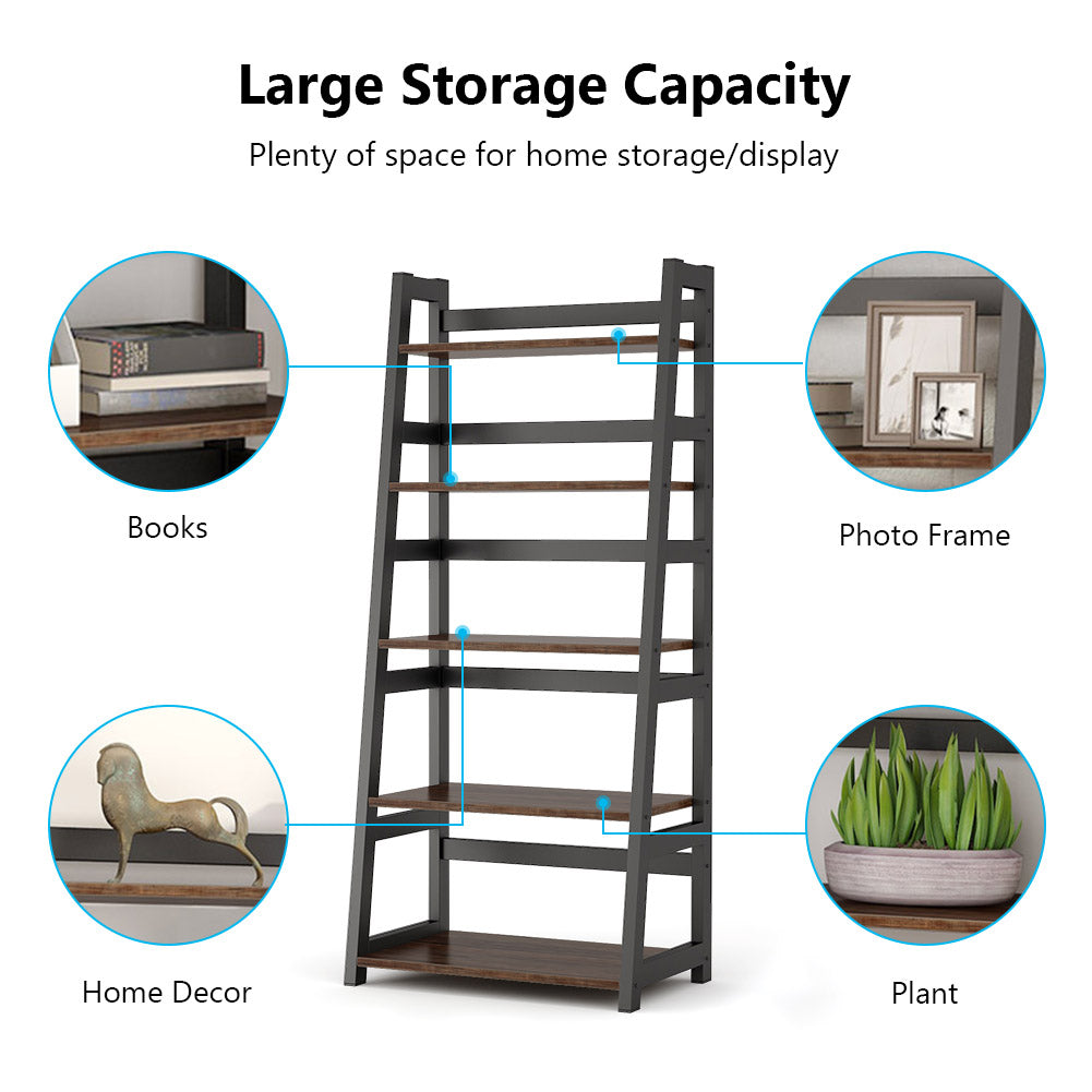 5-Tier Ladder Bookshelf Bookcase