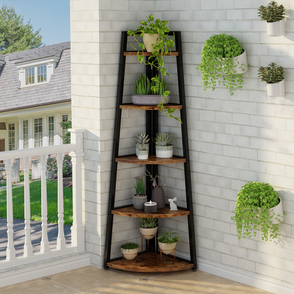 5-Tier Corner Shelf, 70" Corner Bookshelf