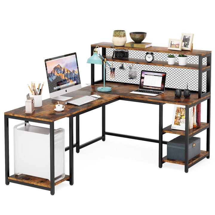 67"  L-Shaped Desk with Hutch
