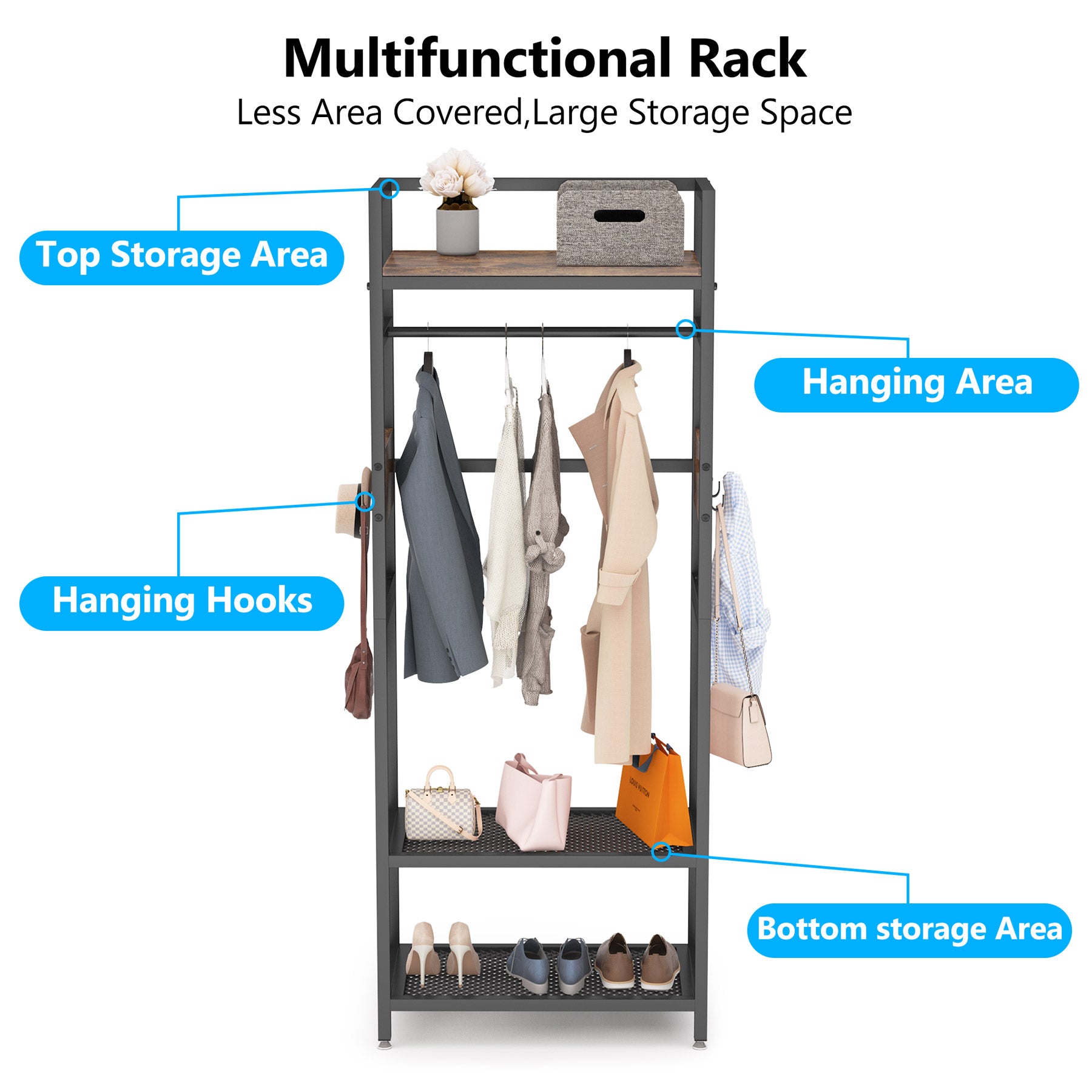 Garment Rack with Shelf and Hanging Rod