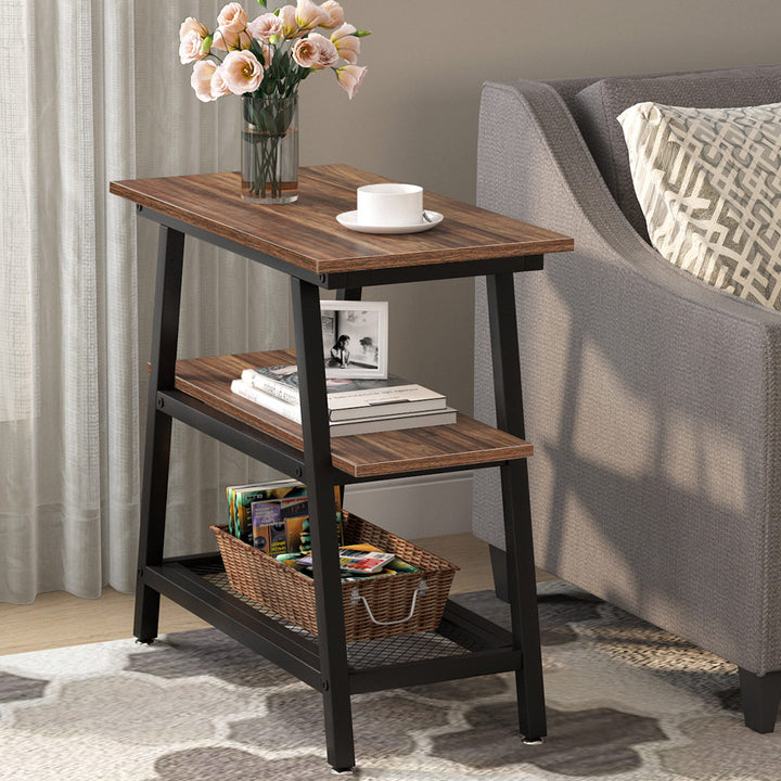 Industrial End Table, Little tree 3-Tier Vintage Bed Side Table Night Stand