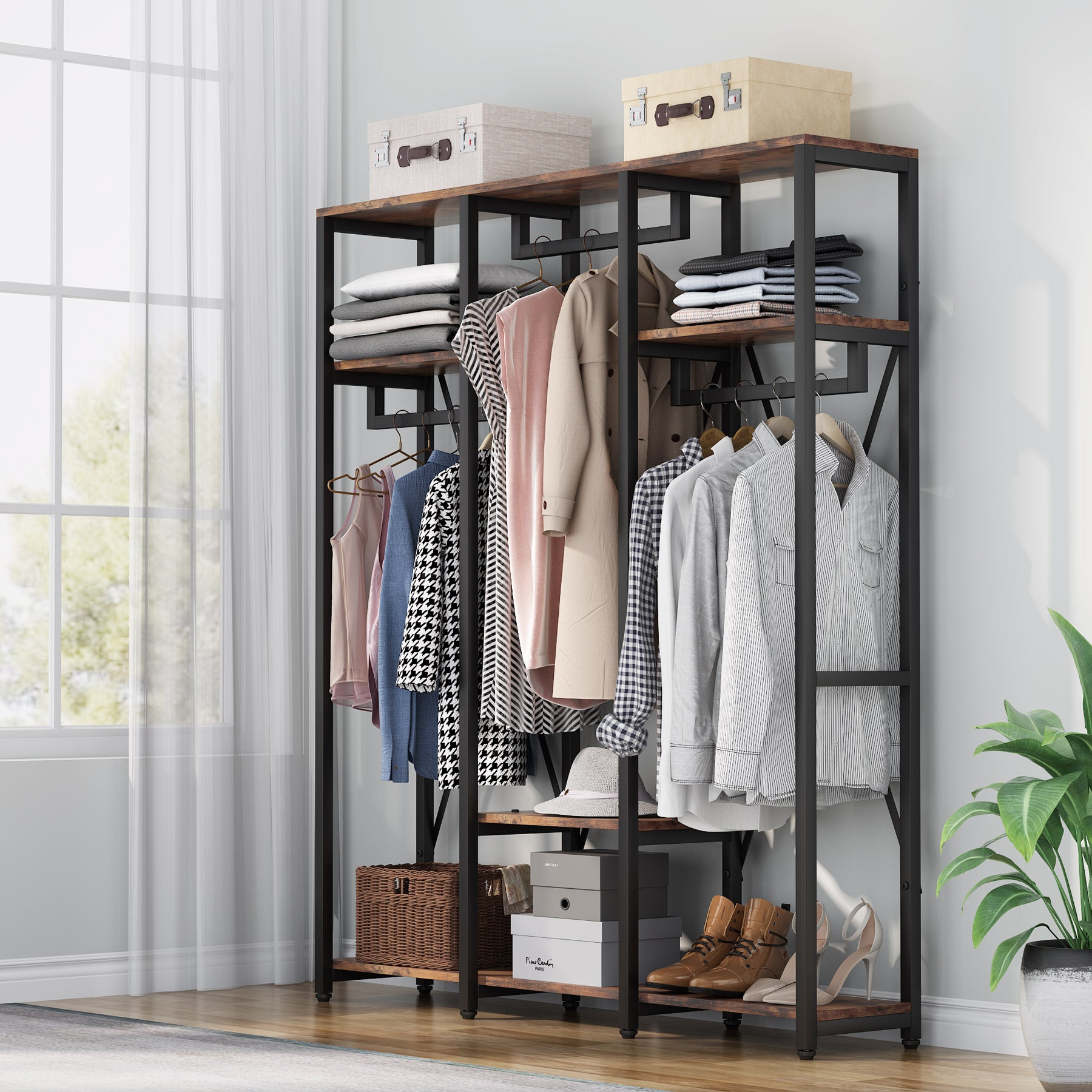 Freestanding Closet Organizer with Storage Shelves