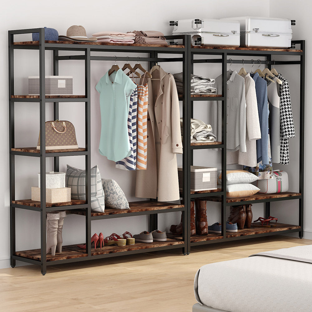 Closet Organizer with 6 Shelves and Hanging Bar