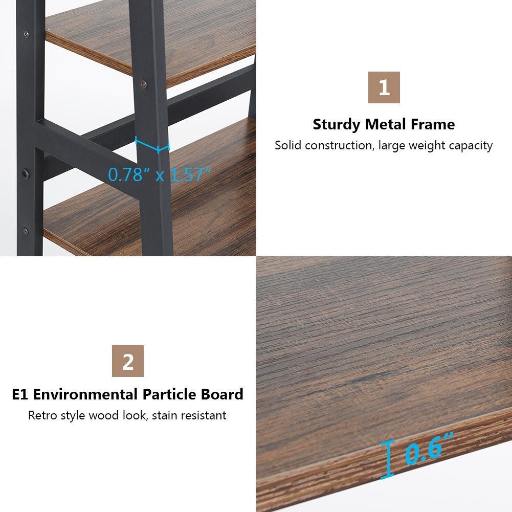 5-Tier Ladder Bookshelf Bookcase