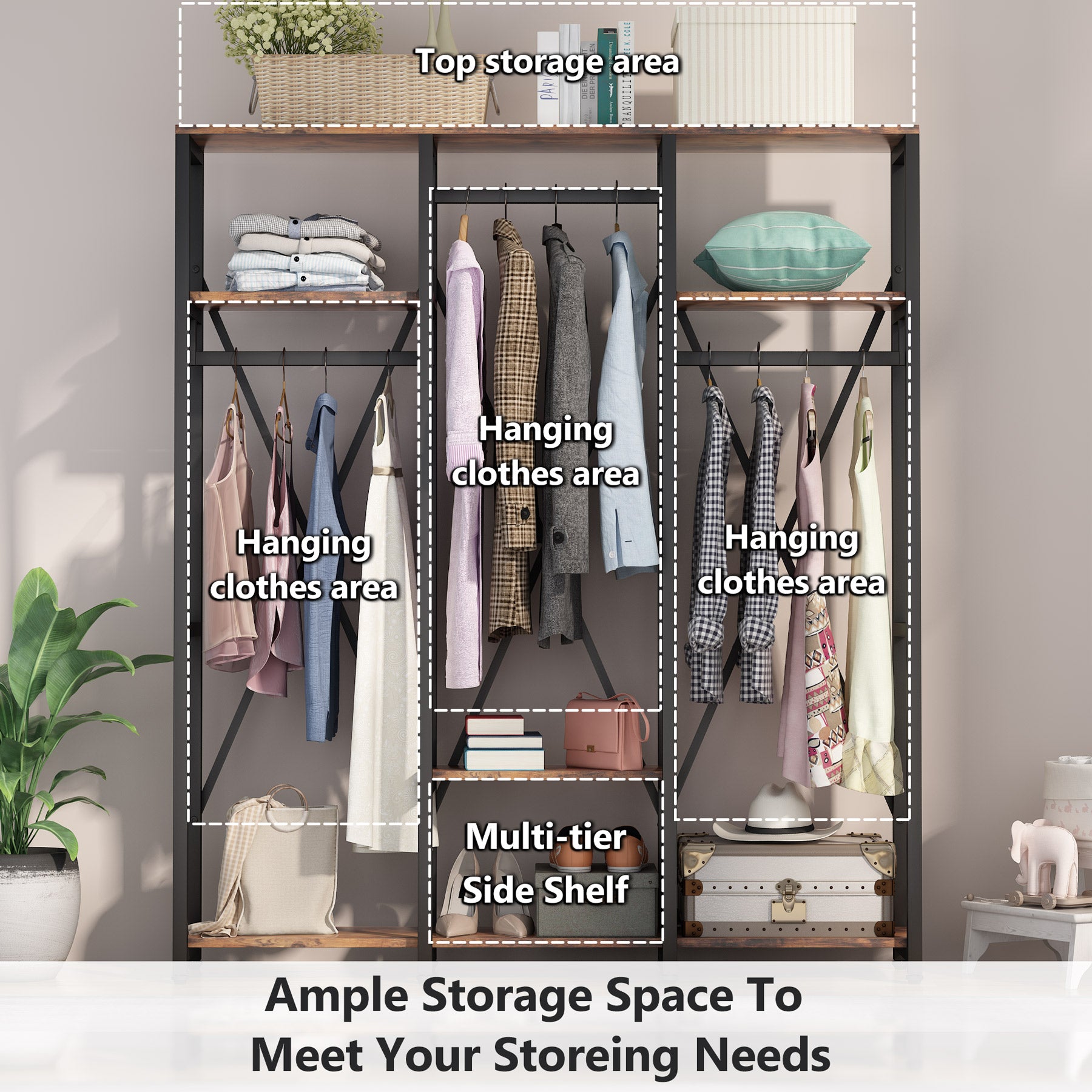 Freestanding Closet Organizer with Storage Shelves