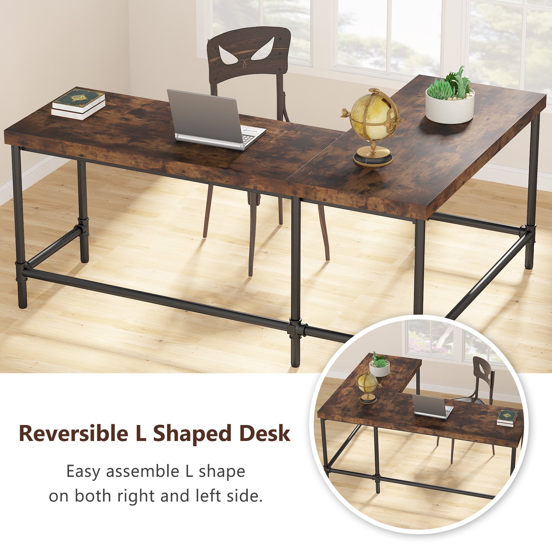 67” Reversible L-Shaped Computer Desk