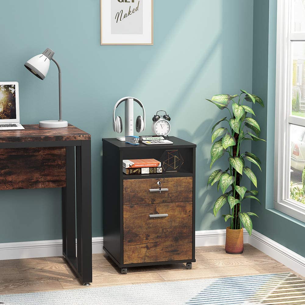 2-Drawer Mobile File Cabinet with Lock