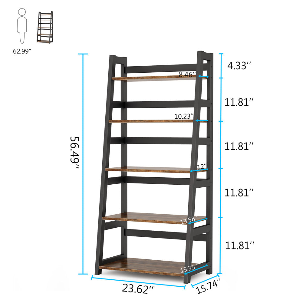 5-Tier Ladder Bookshelf Bookcase
