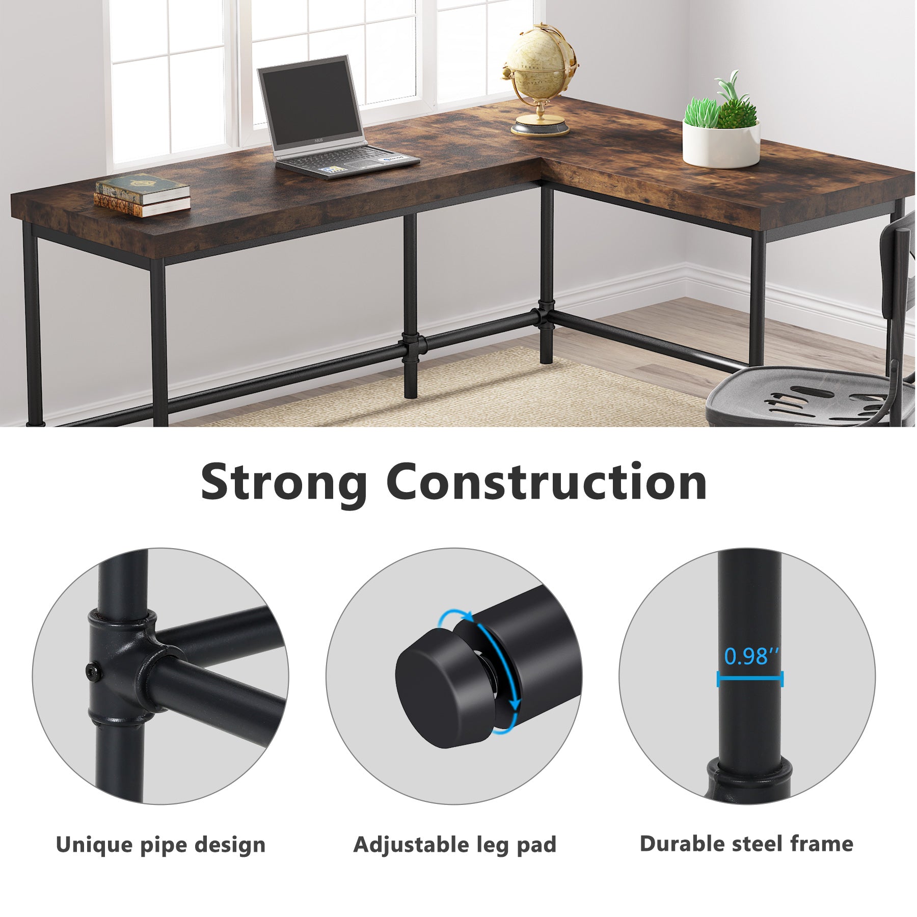 67” Reversible L-Shaped Computer Desk