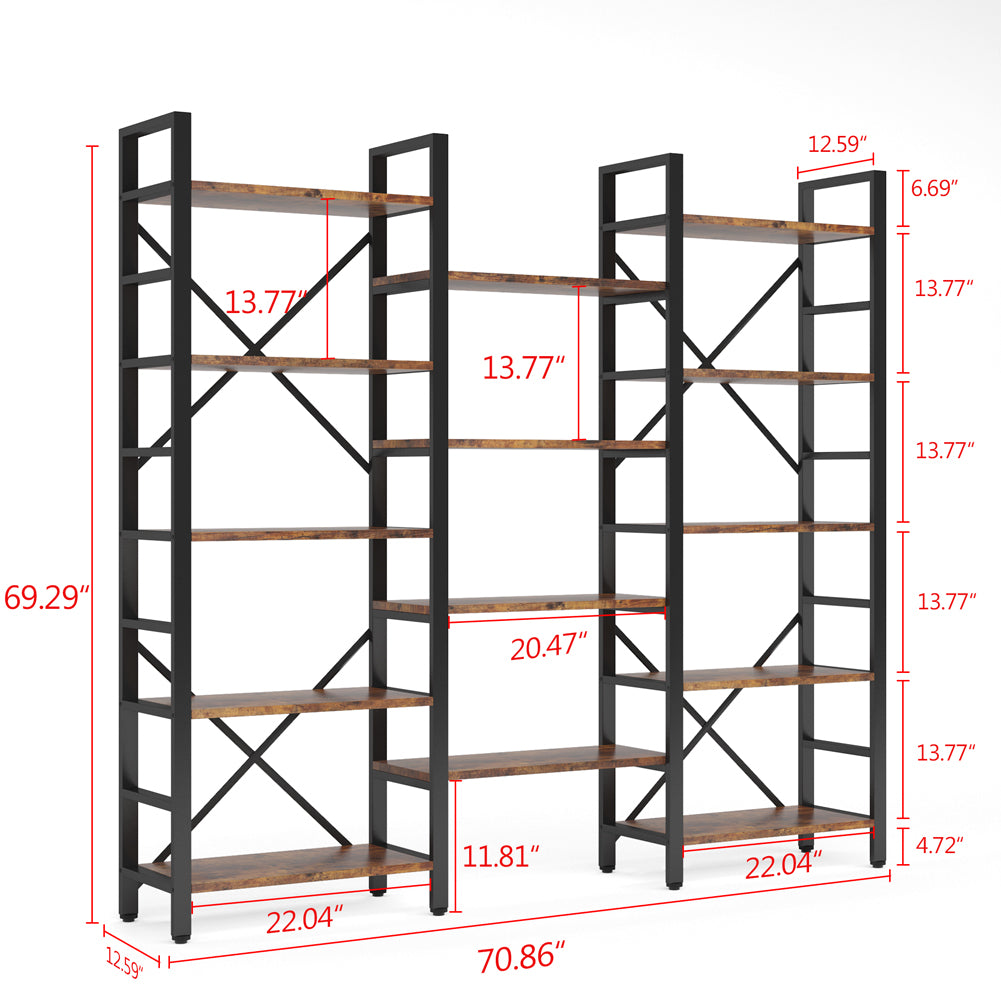 Triple Wide 5-Shelf Bookcase