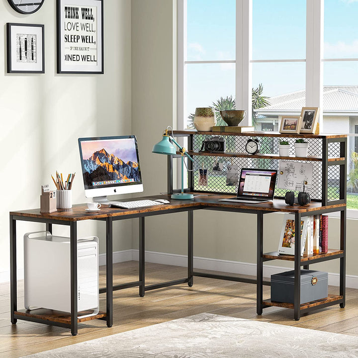 67" L-Shaped Desk with Hutch