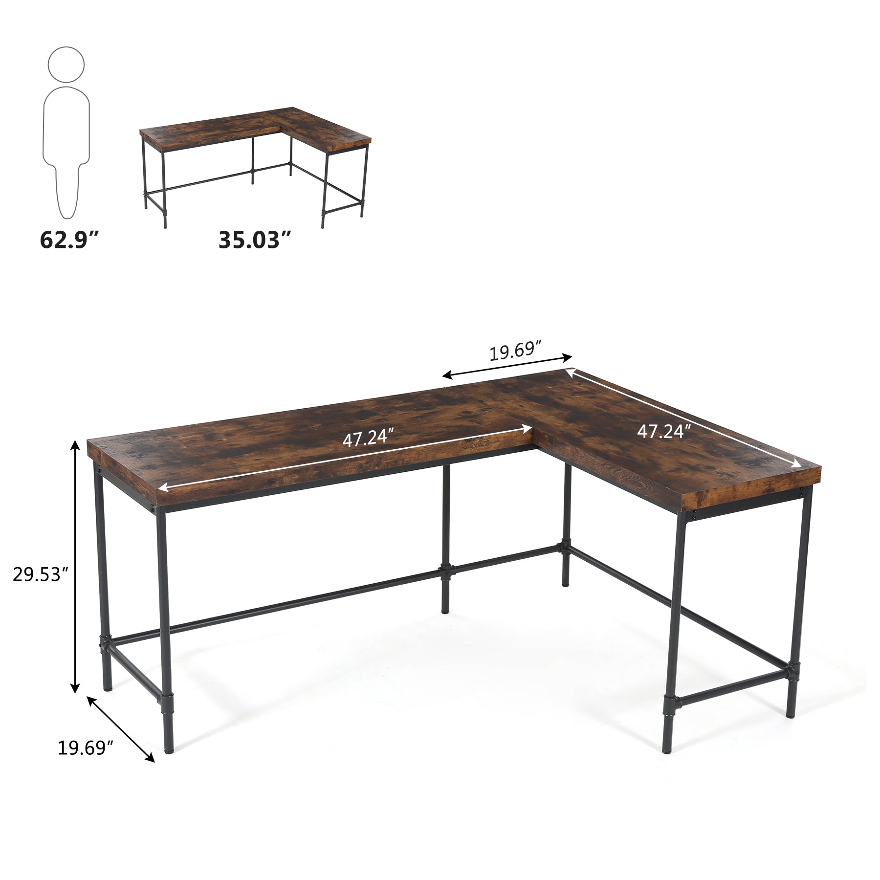 67” Reversible L-Shaped Computer Desk