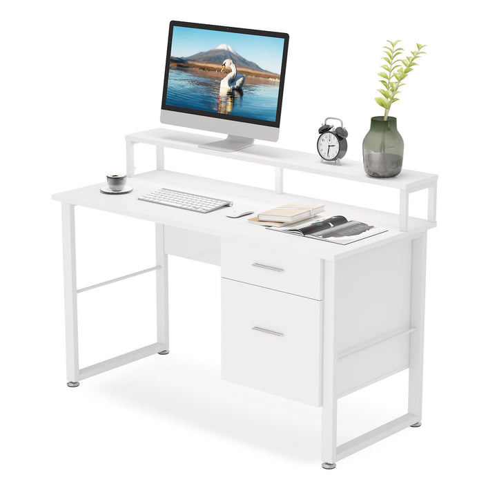 47" Computer Desk with 2 Drawers & Hutch