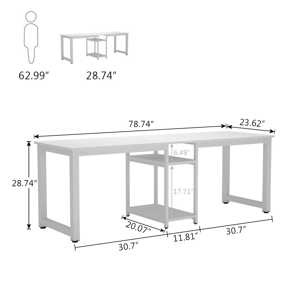 78" Two Person Desk with Shelves