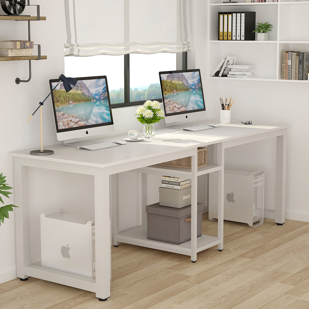 78" Two Person Desk with Shelves